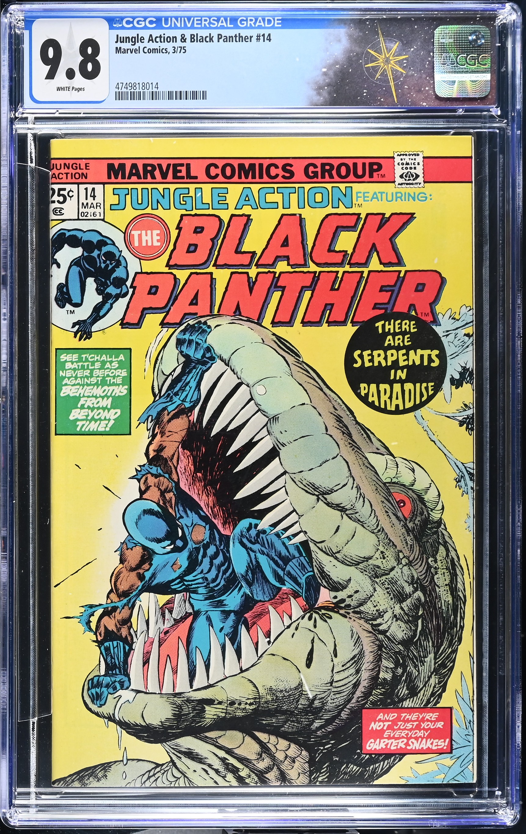 Jungle Action & Black Panther #14 CGC 9.8 Highest Grade on the Census (Marvel Comics, 1975) White Pages