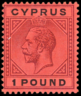 Cyprus SG 101 1921-23 £1 purple and black/red mint