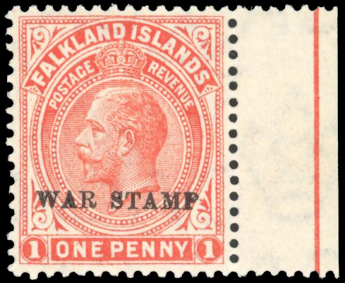 Falkland Islands SG 71cx 1918-20 War Stamp 1d orange-vermilion watermark reversed mint