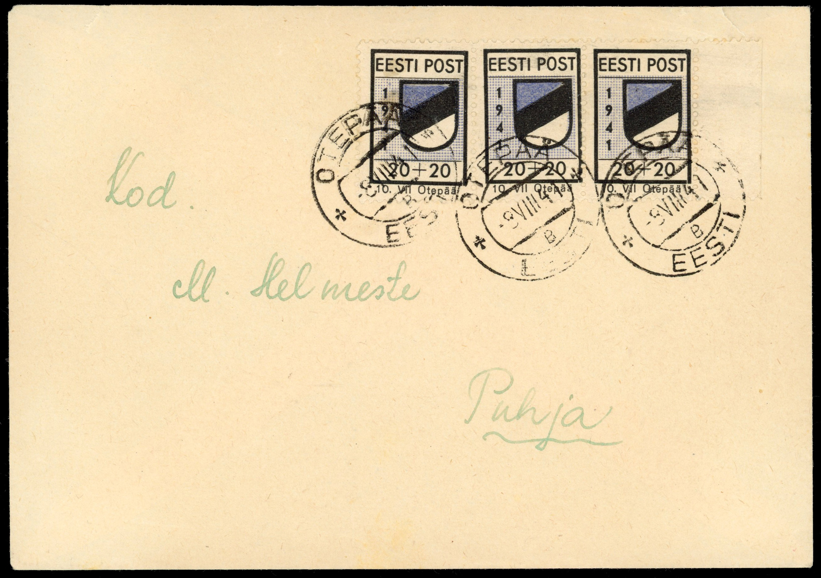 GERMANY WW2 OCCUPATIONS  - ESTONIA 1941 (8 VIII) Otepaa cover 