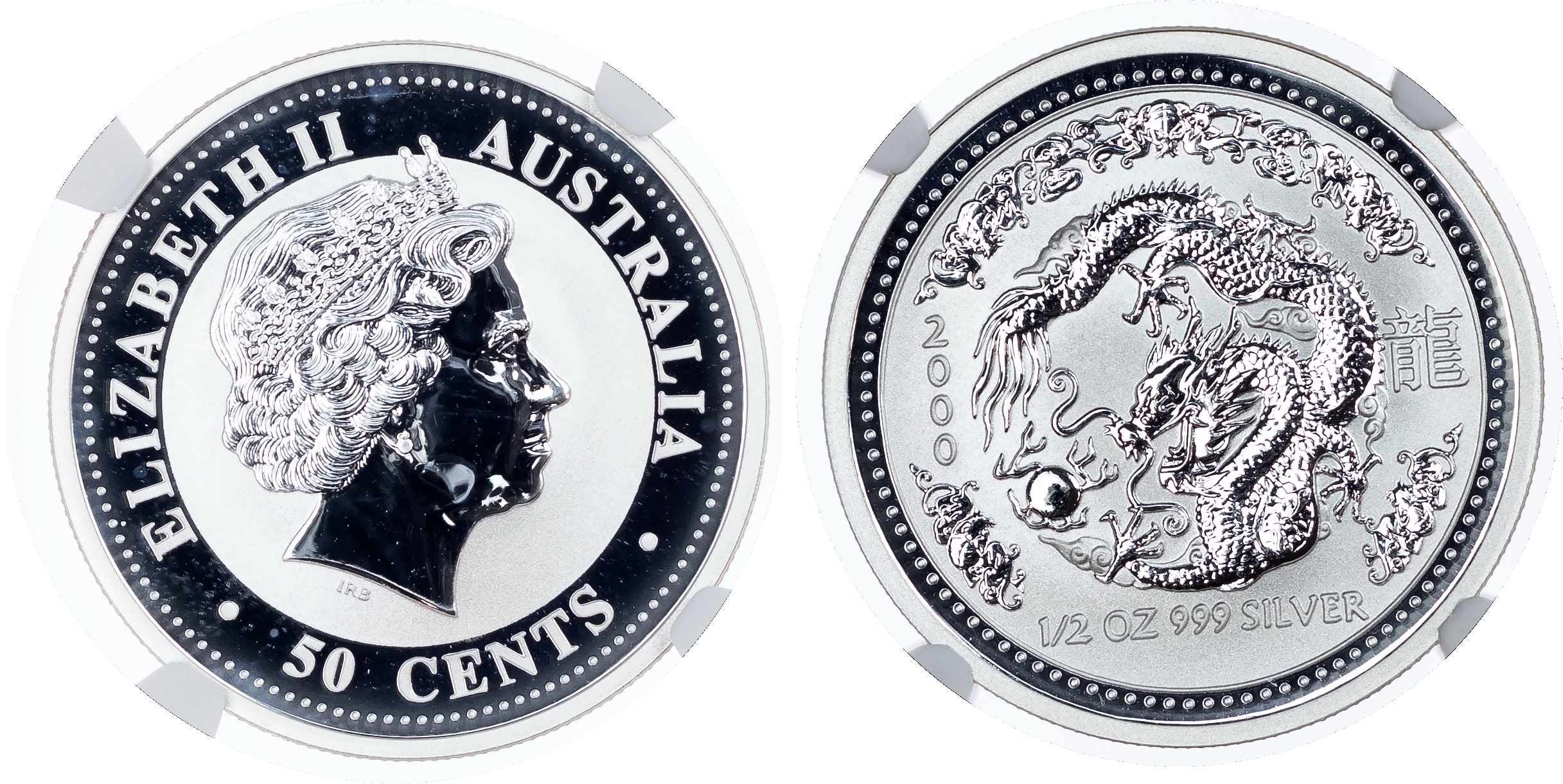 Australia, Perth. Year of The Dragon AR Proof 50 Cents. 2000.