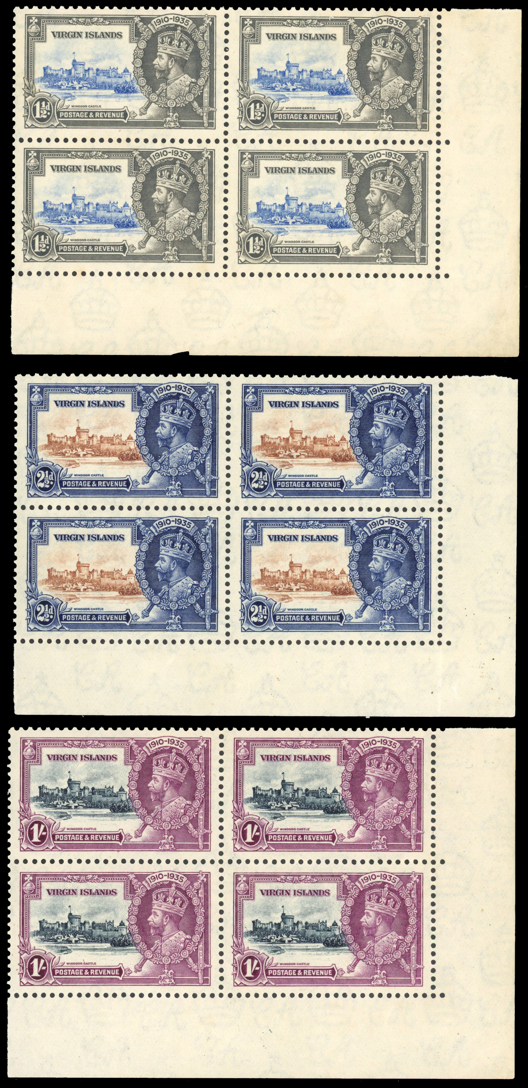 BVI SG 103-106 blocks mint