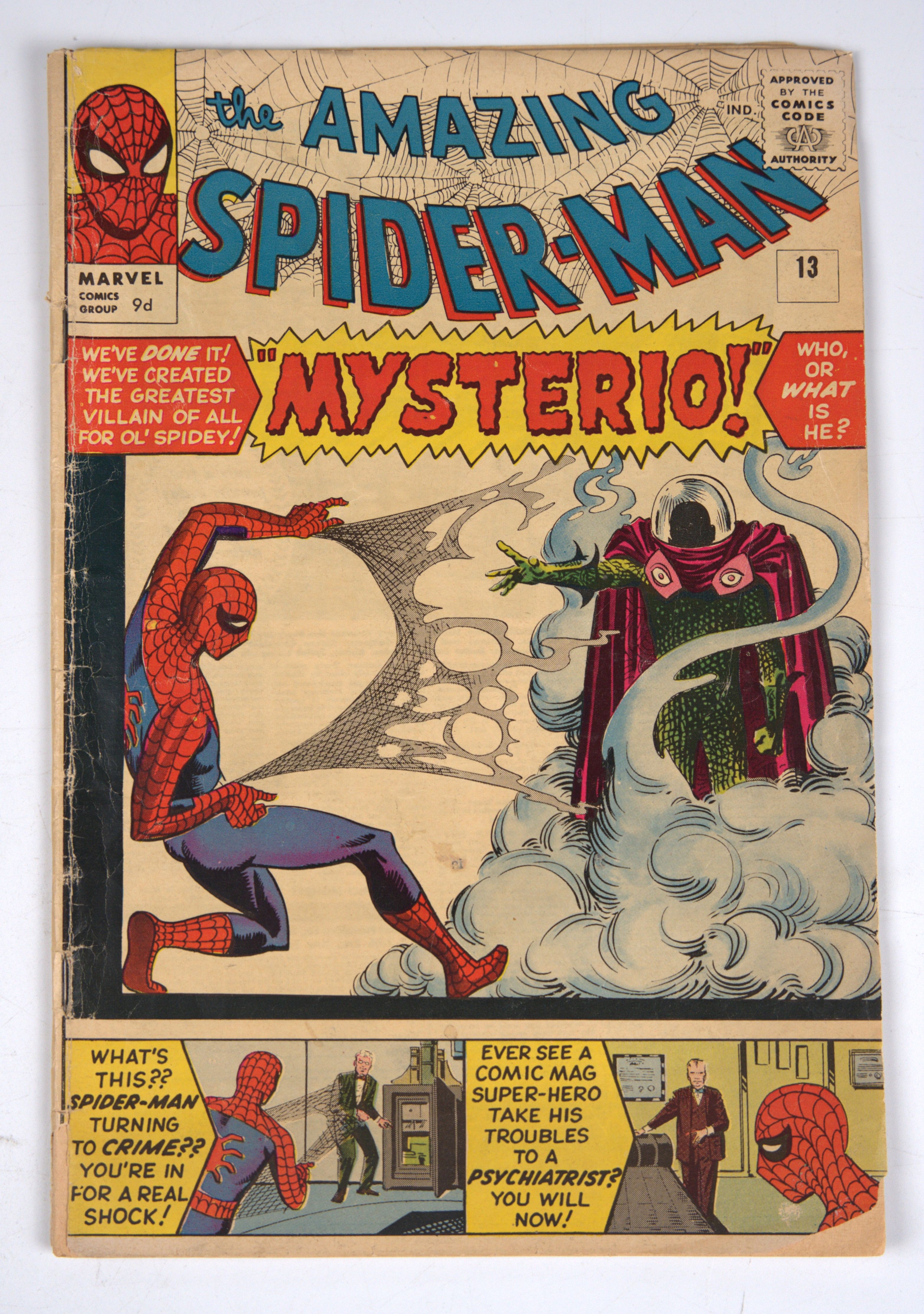 Amazing Spider-Man #13 UK Edition 1st Appearance of Mysterio Cover by Steve Ditko (Marvel Comics, 1964)