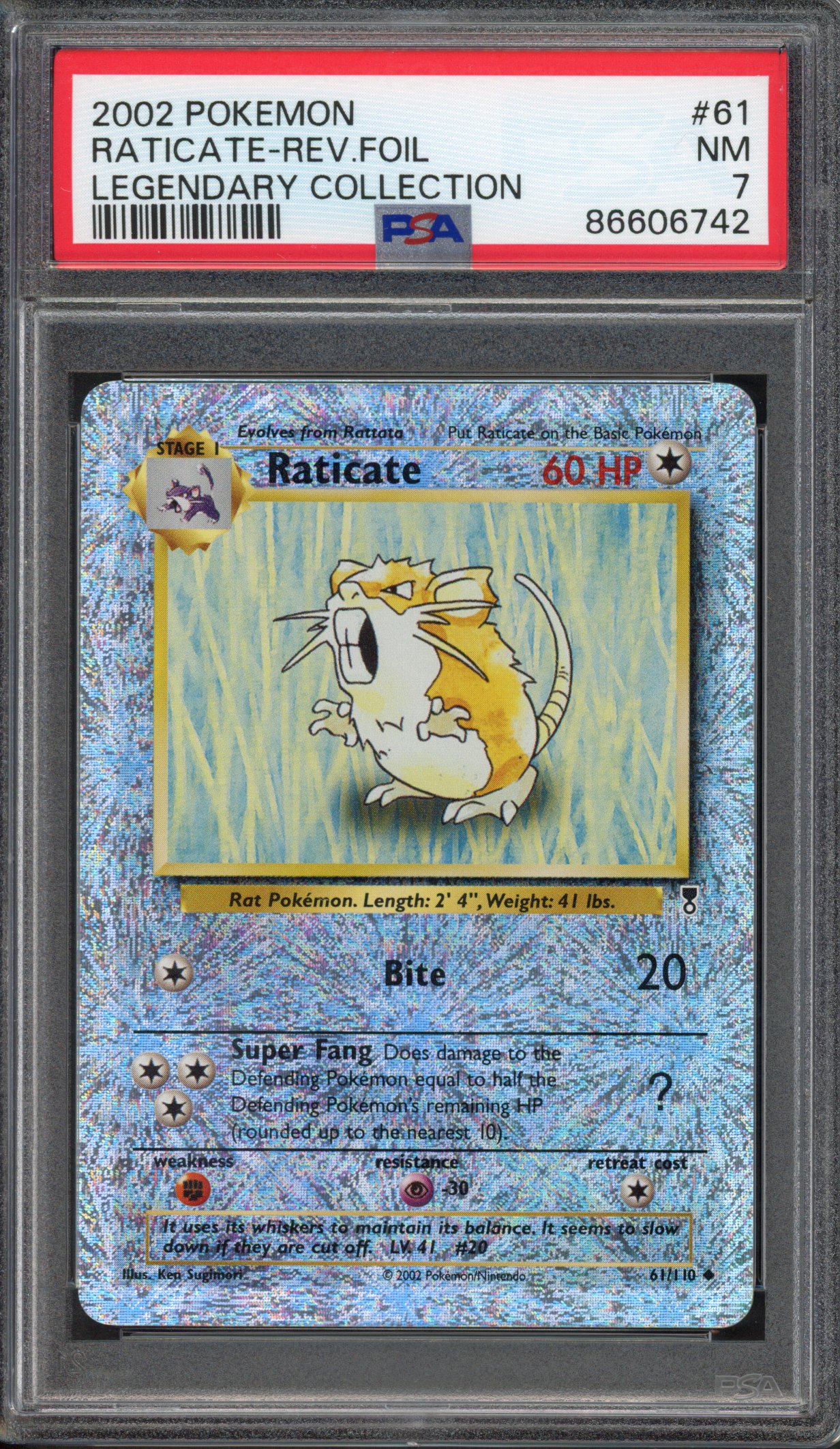 Pokémon TCG - PSA 7 Raticate Rev Foil - Legendary Collection 2002