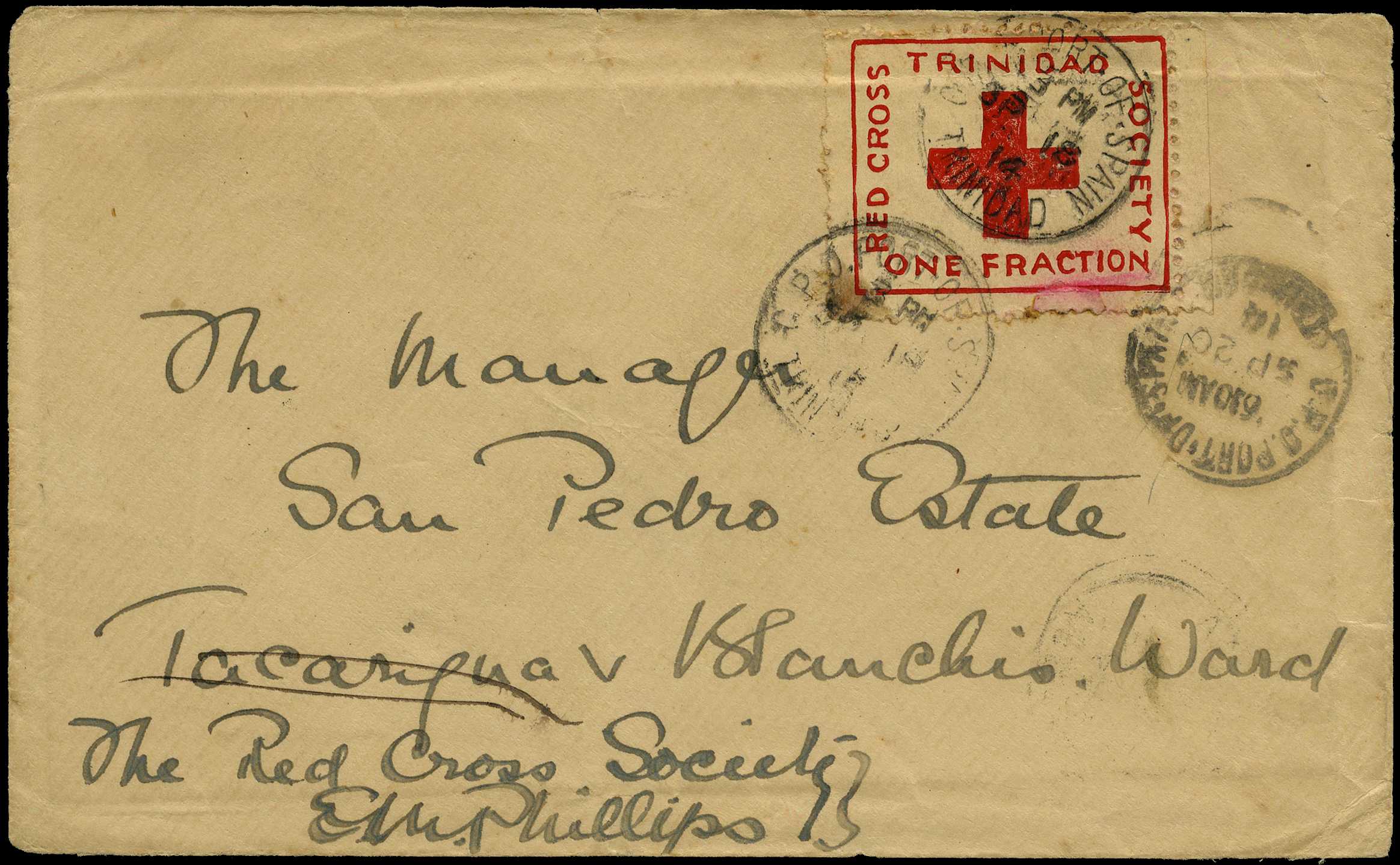 POSTAL HISTORY: 1914 Red Cross Label tied by...