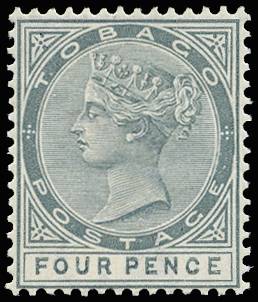 TOBAGO SG 22ca 1885-96 4d grey slash flaw REPAIRED lpog
