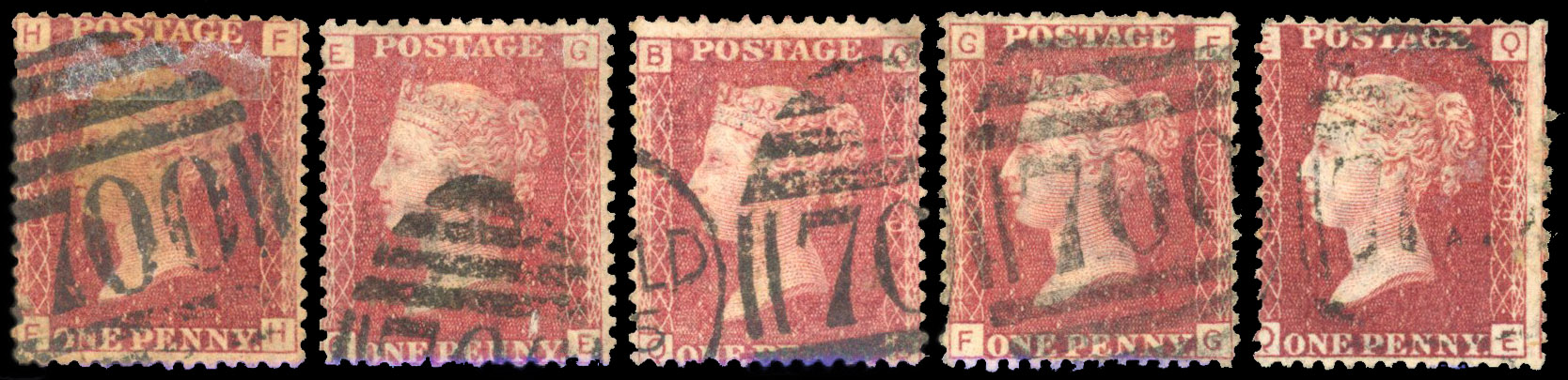 1868 Vickers, Sons & Co, Limited Sheffield unofficial underprints. Five used examples