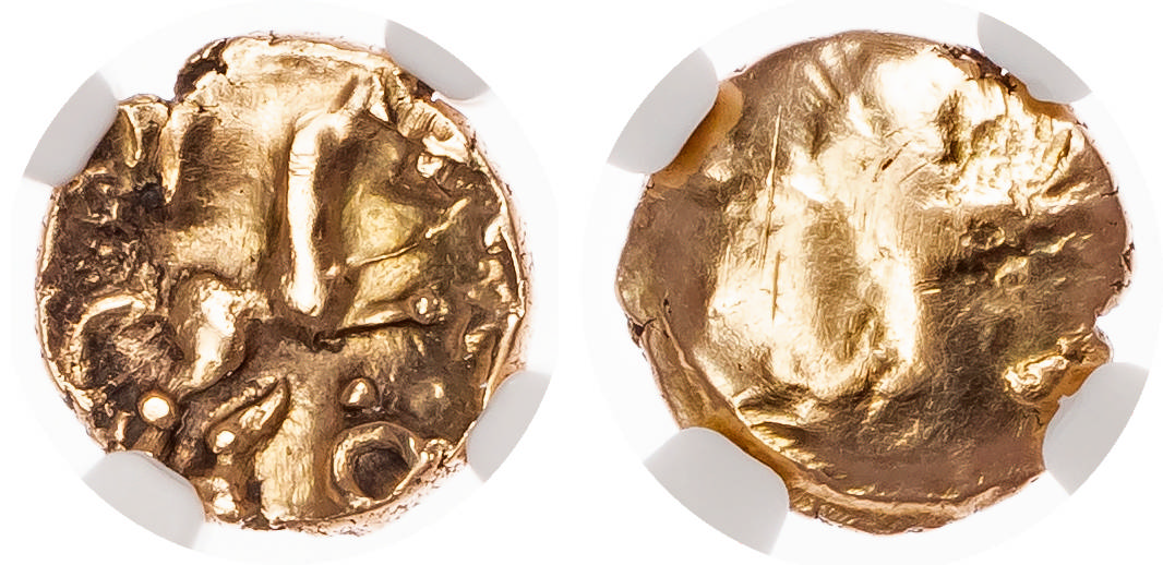 Cantiaci, Uninscribed (c. 50-20 BC) AV ¼ Stater, ‘Kentish Horse Brooch’ type, 1.33g. 