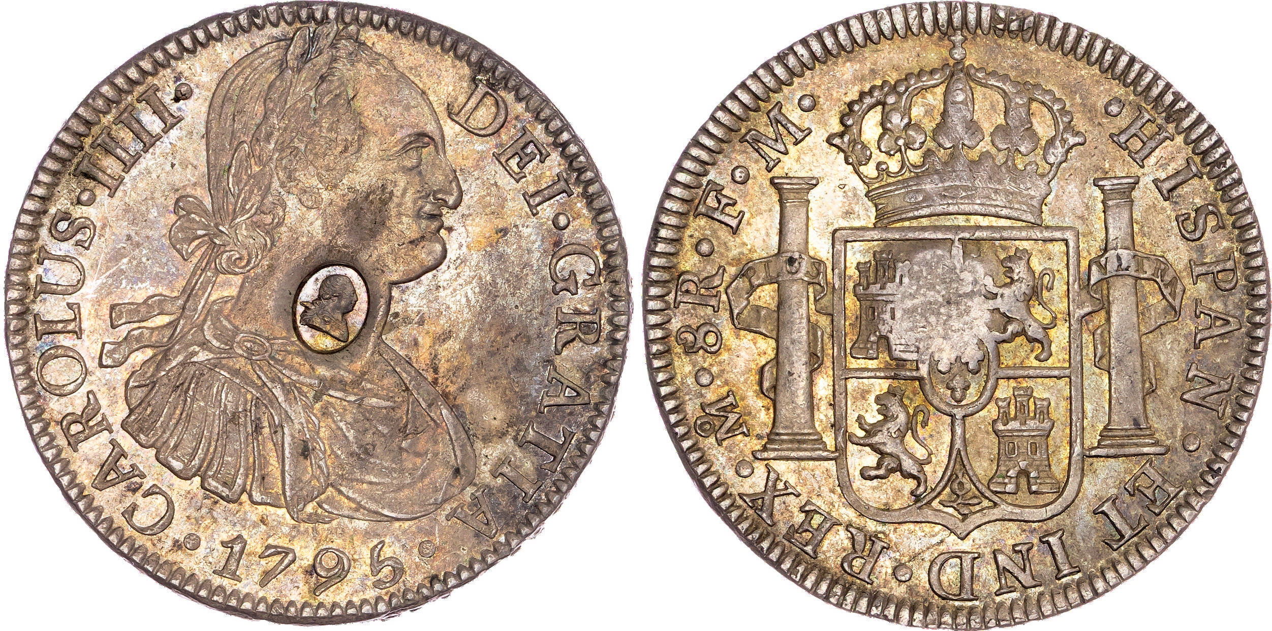 George III (1760-1820), Emergency Issues, (1791-99), Countermarked AR Dollar (8 Reales) of Charles IV.