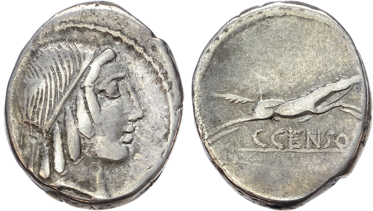 C. Censorinus (88 BC) AR Denarius, Rome. 3.78g. 