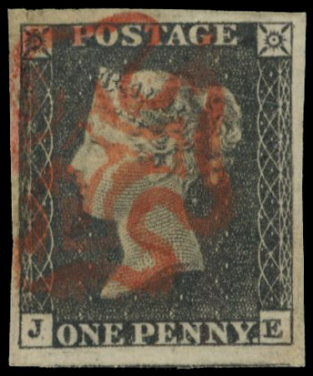 GB 1840 1d black Plate 4 (JE) red Maltese Cross SG 2