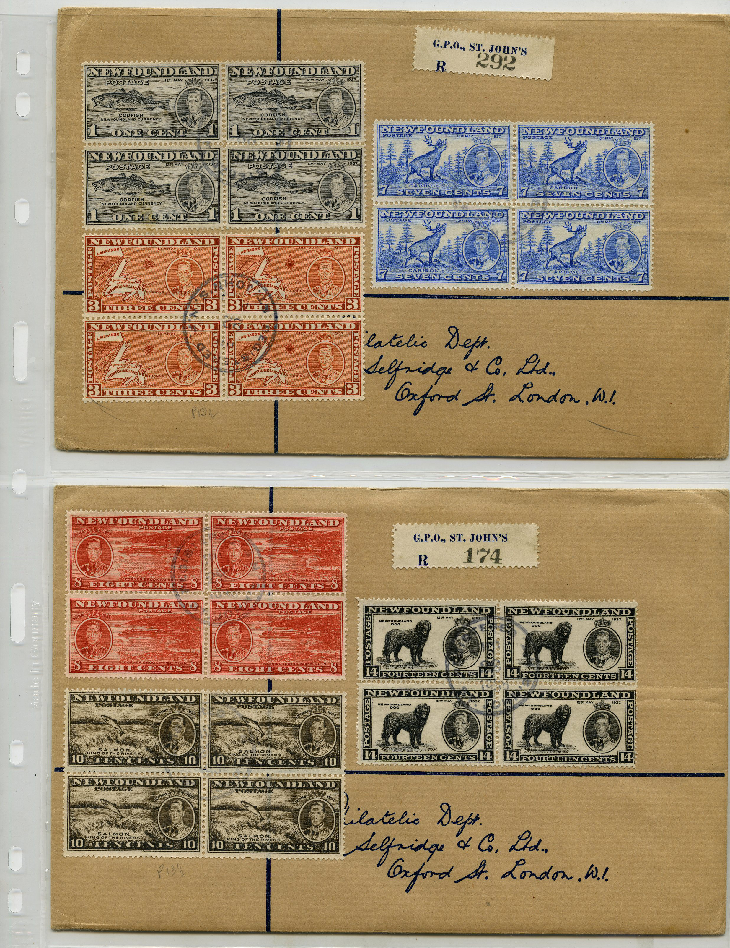 1937 'long' Coronation set in blocks of four...