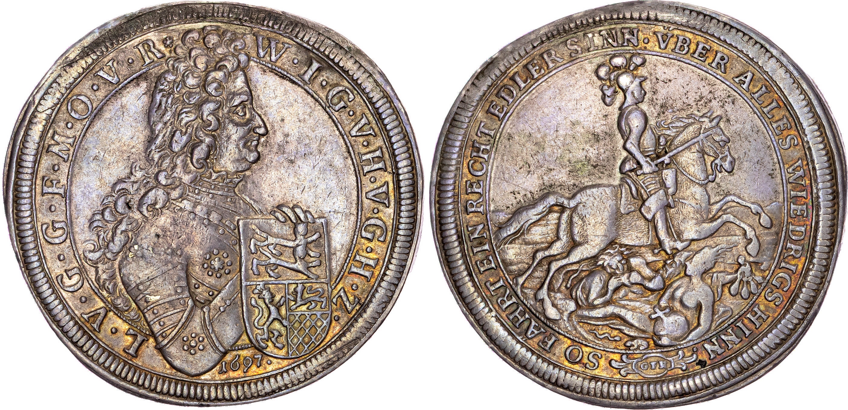 Germany, Hohenlohe-Neuenstein, Wolfgang Julius (1641-1698), silver Taler, 1697