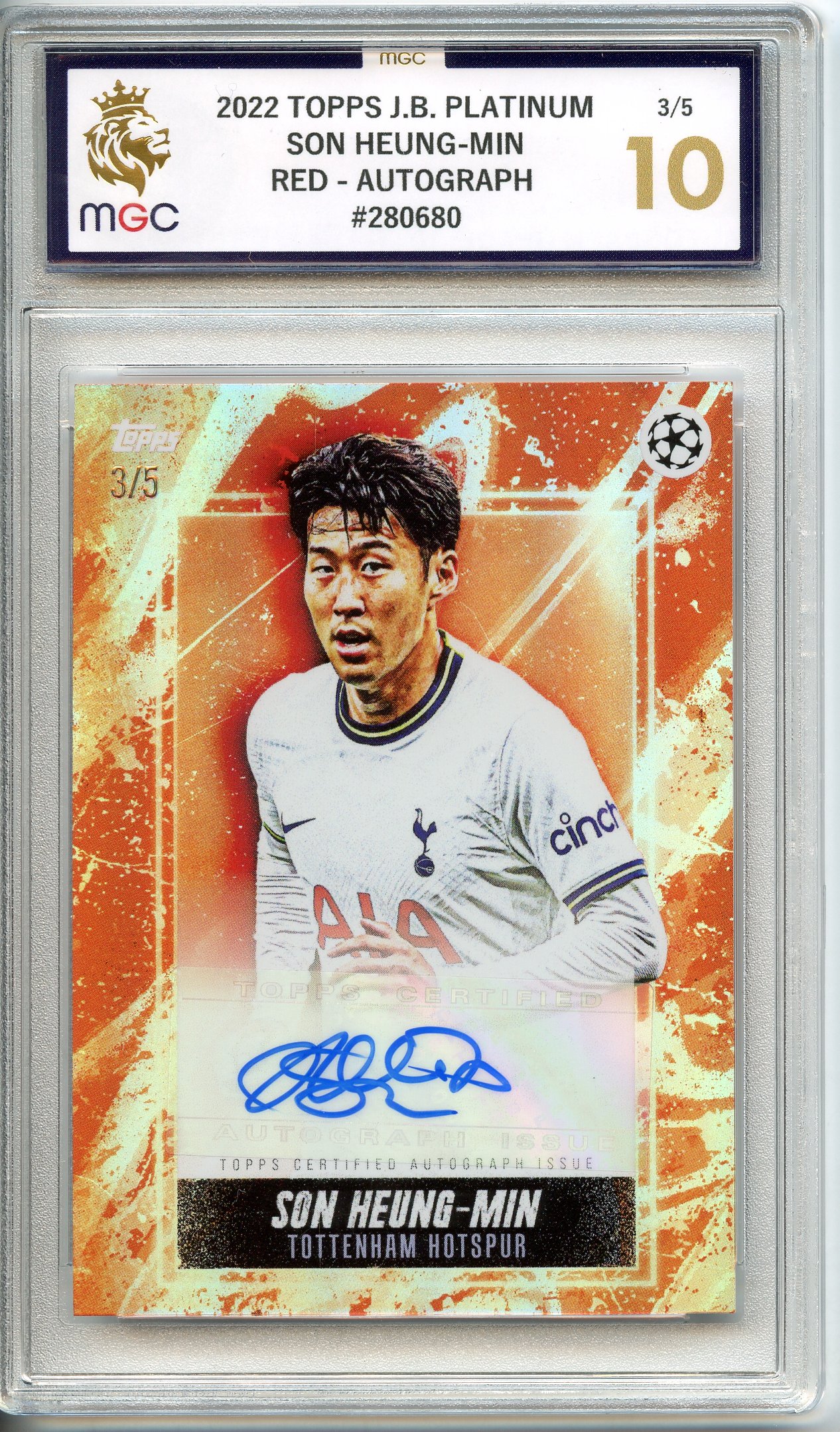 MGC 10 2022 TOPPS J.B. PLATINUM SON HEUNG-MIN - 3/5 - RED - AUTOGRAPH