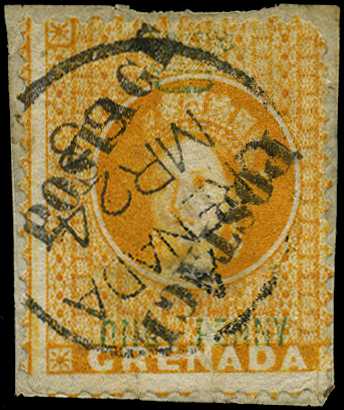 1883 POSTAGE diagonal overprint on half of...