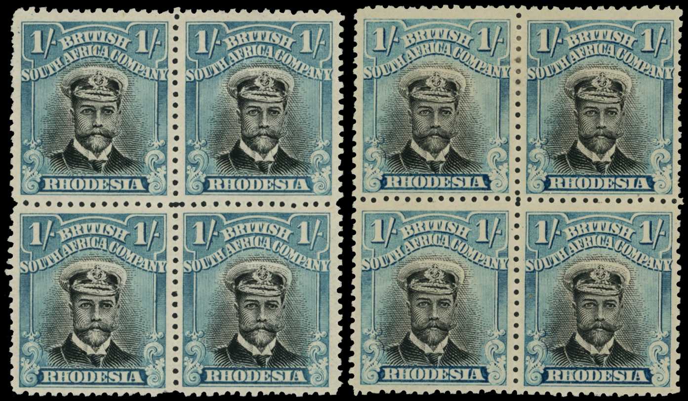 1913-9 1/- Head Die II, perf 14. Two o.g....
