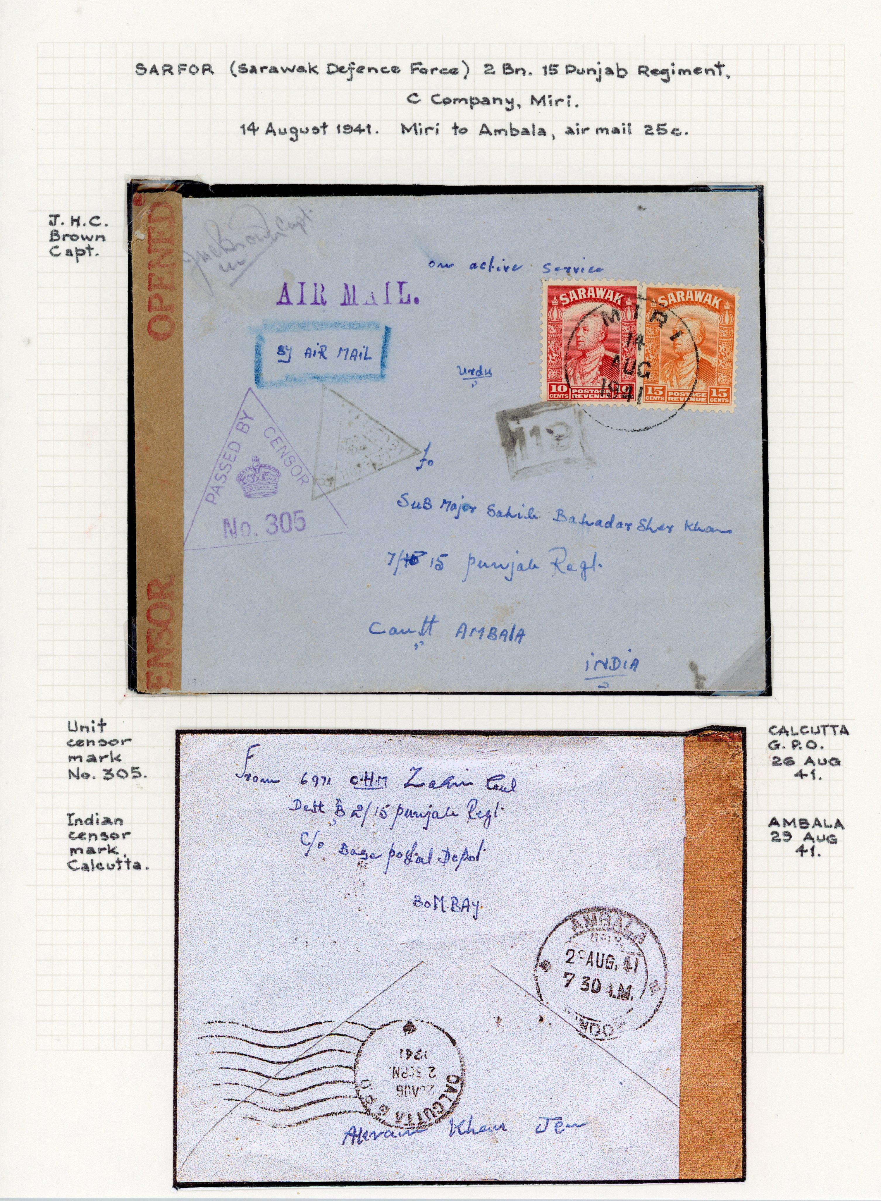 Sarawak 1941 Indian Forces envelope