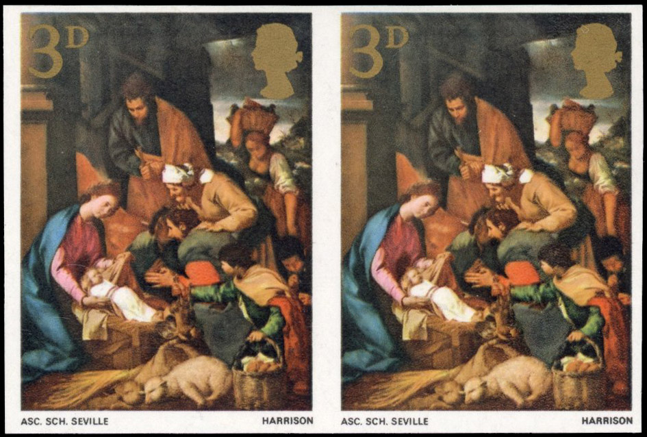 GB SG 756 1968 3d Christmas plate proof pair