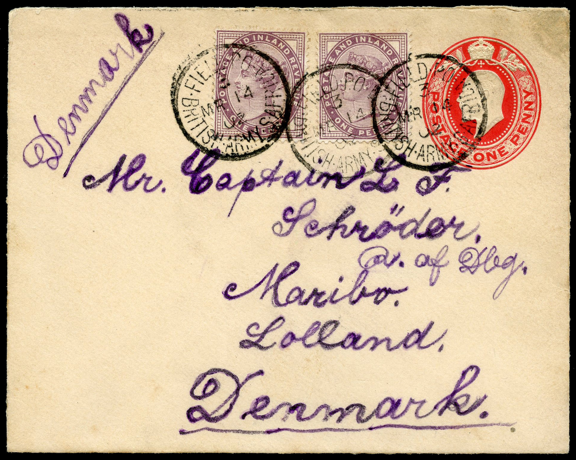 Great Britain Boer War cover to Denmark