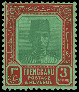 1938 $3 green and brown-red on green paper, unmounted o.g.  SG 43a,...