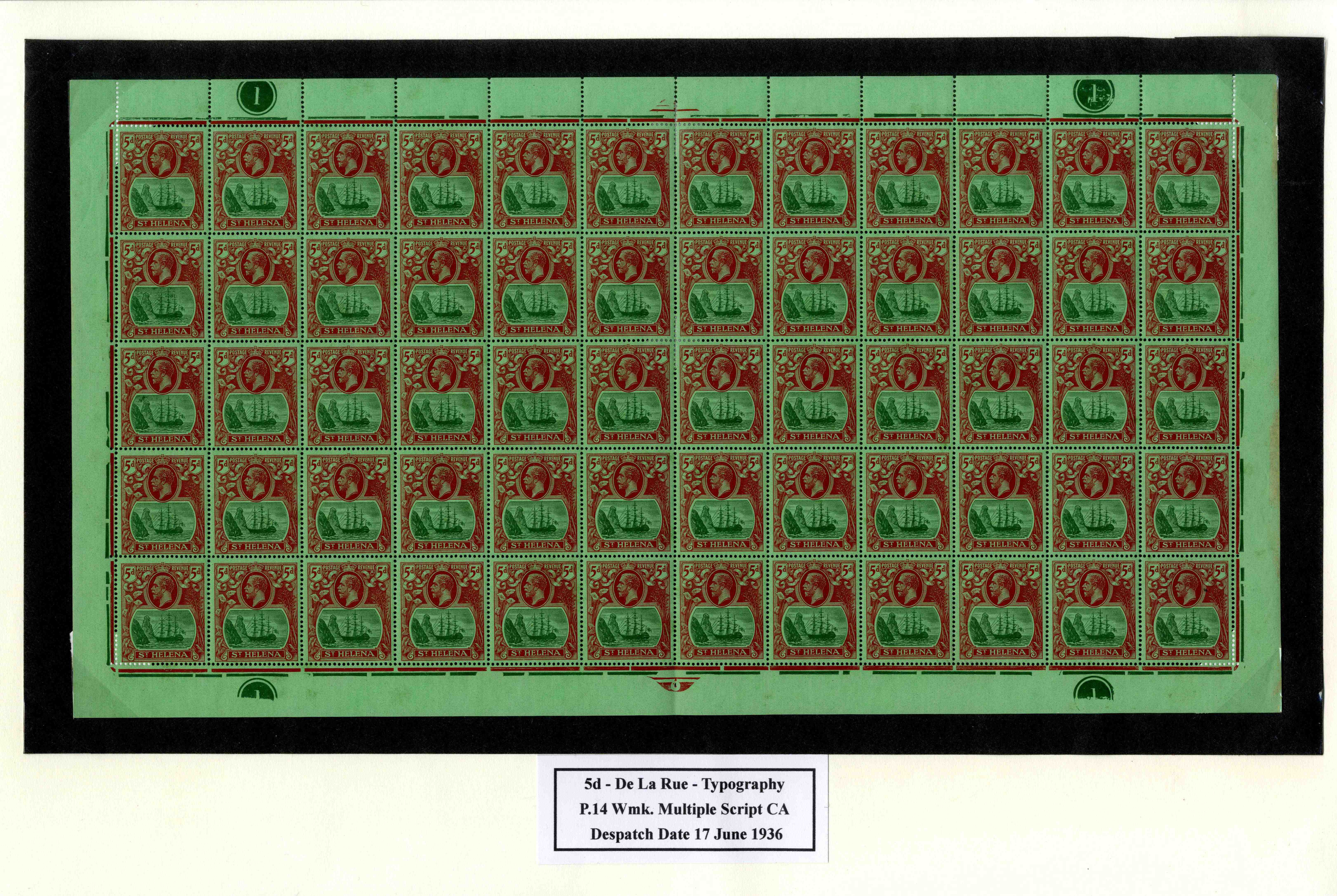 St Helena SG 103d, da, dc sheet mint