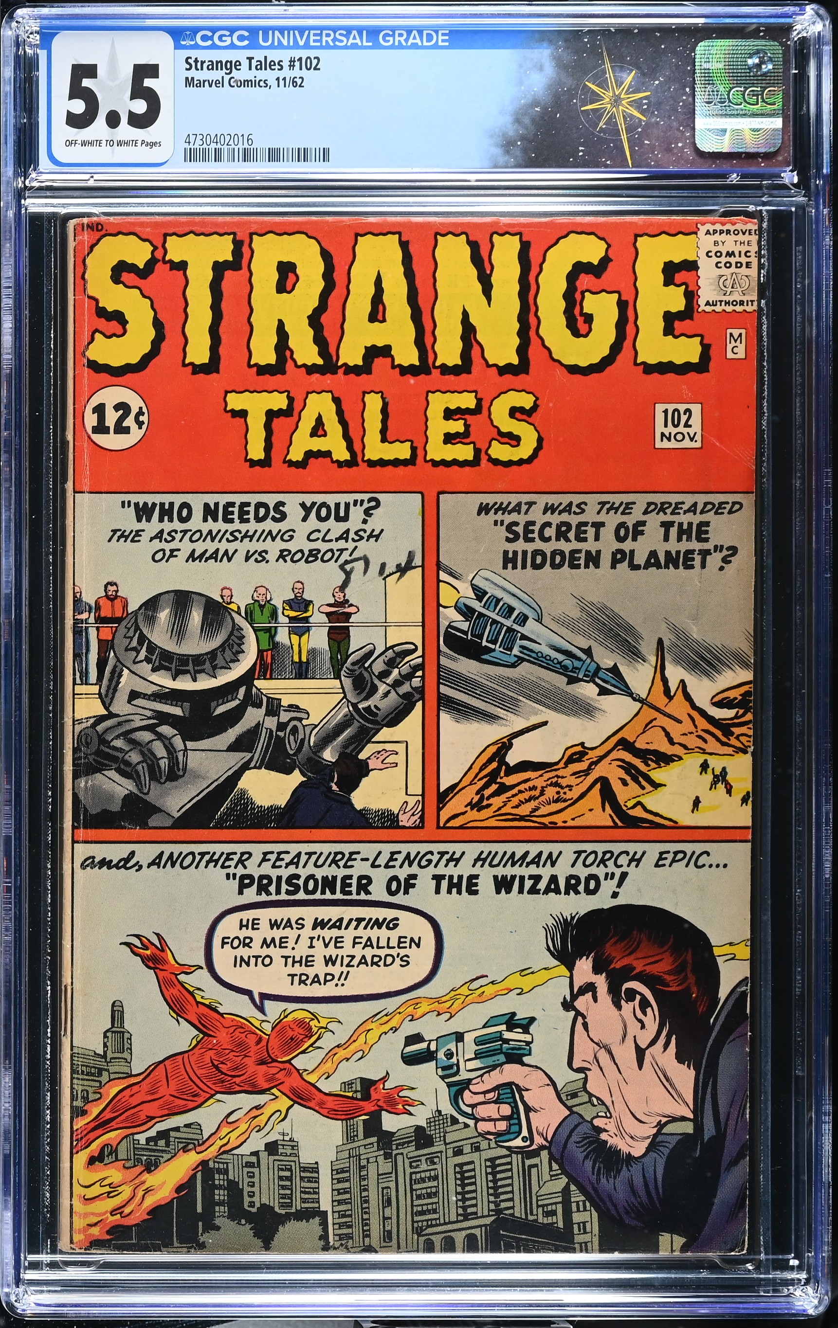 Strange Tales #102 CGC 5.5 1st Appearance & Origin of the Wizard (Marvel Comics, 1962) Off-White to White Pages
