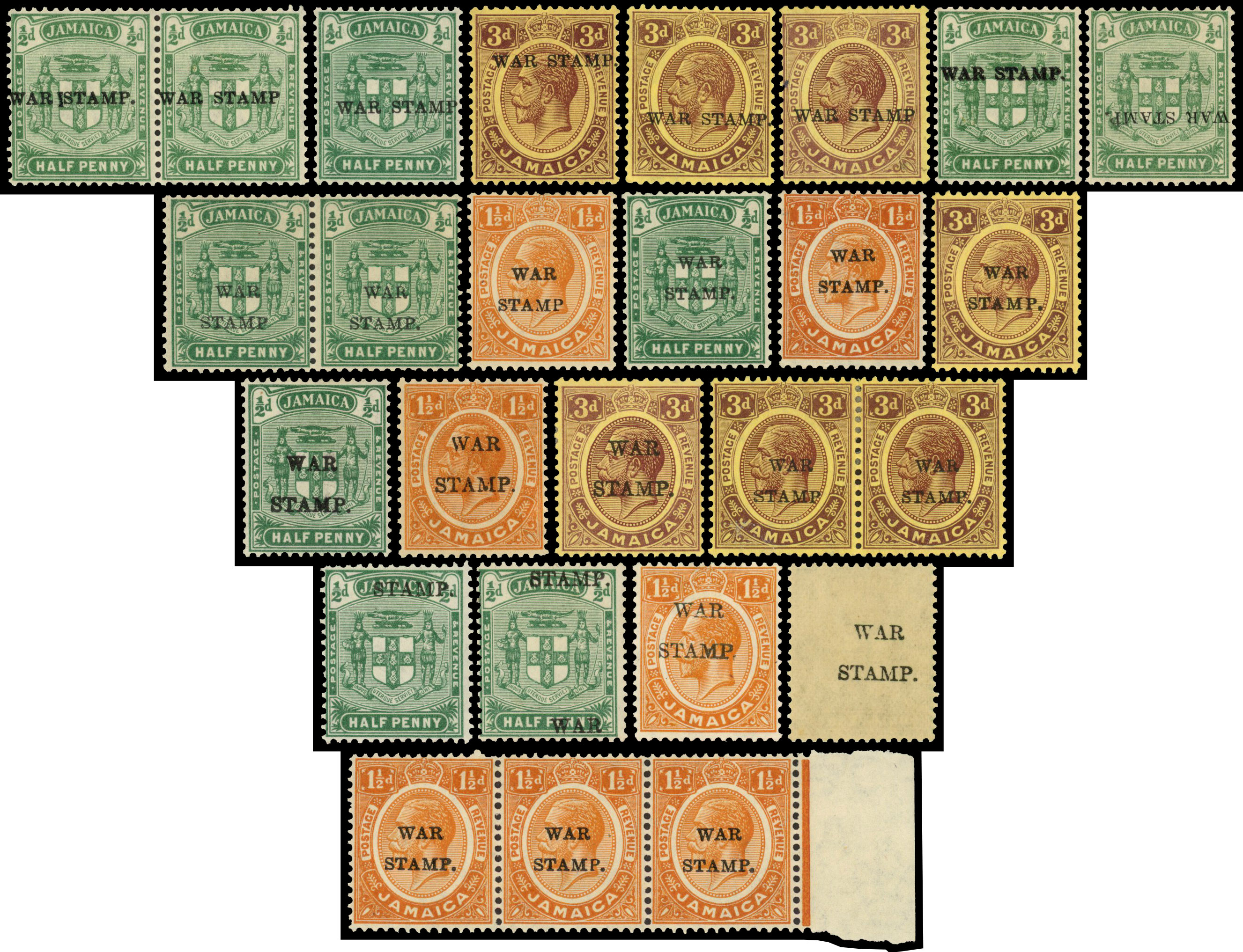 Jamaica 1916-20 War Stamp collection