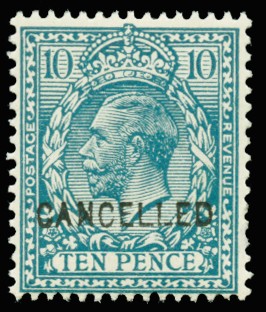 1913 10d Turquoise-blue (Wmk. Royal cypher). Very fine...
