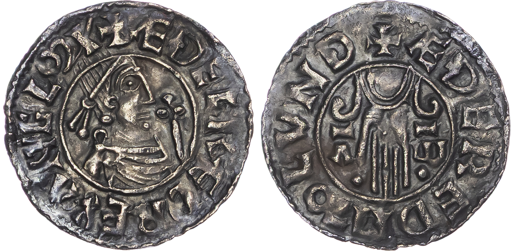 Aethelred II (978-1016), AR Penny, Second Hand type (c. 985-991), London mint, Aethered as moneyer.
