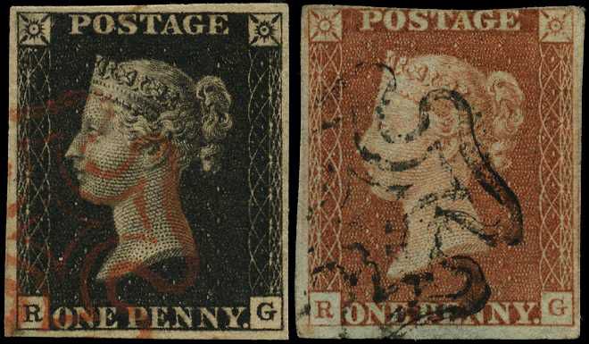 1840 1d black and 1d red-brown, Plate 8...