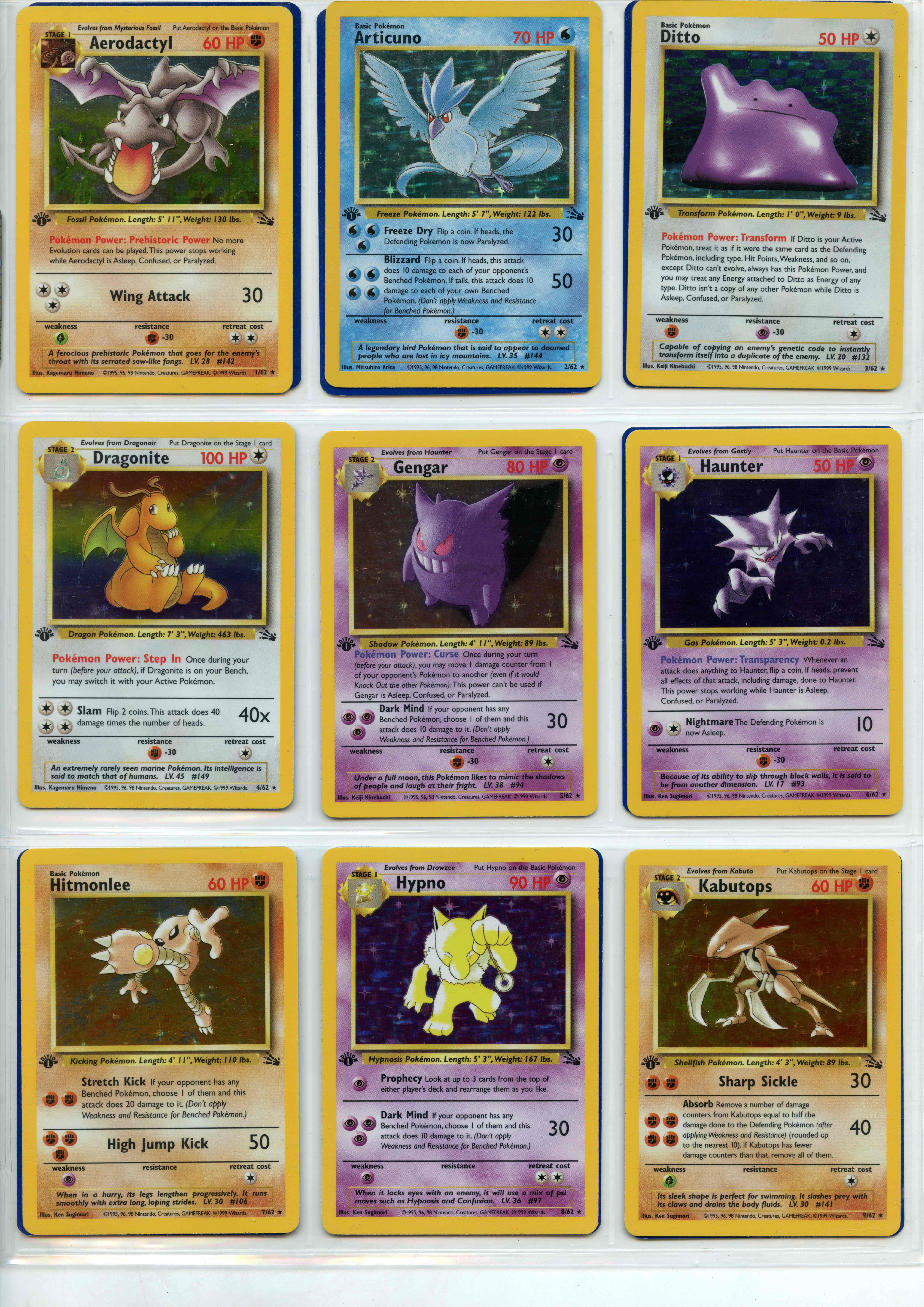 Pokémon TCG - 1st Edition Fossil Set 60/62 Partially Complete