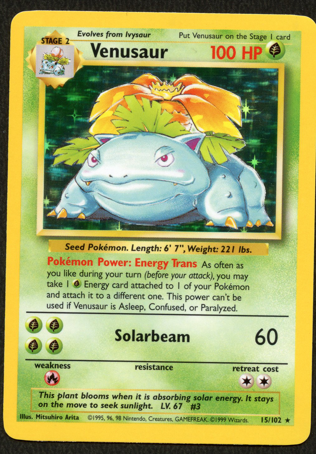 Venusaur Holo #15/102 - Base Set (Ungraded) - Light Play