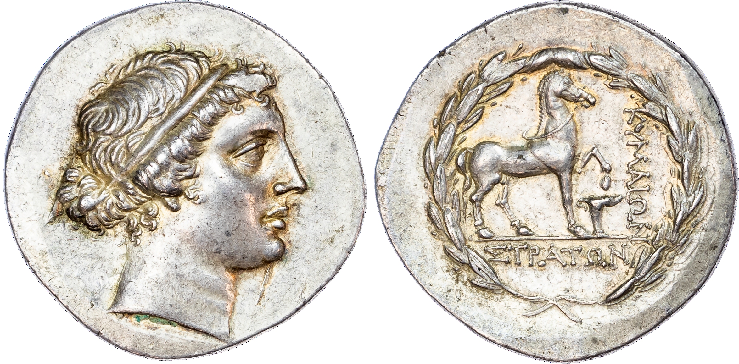 Aeolis, Kyme (c. 165-140 BC) AR Tetradrachm, Stephanophoric type, Straton, magistrate, 16.97g.