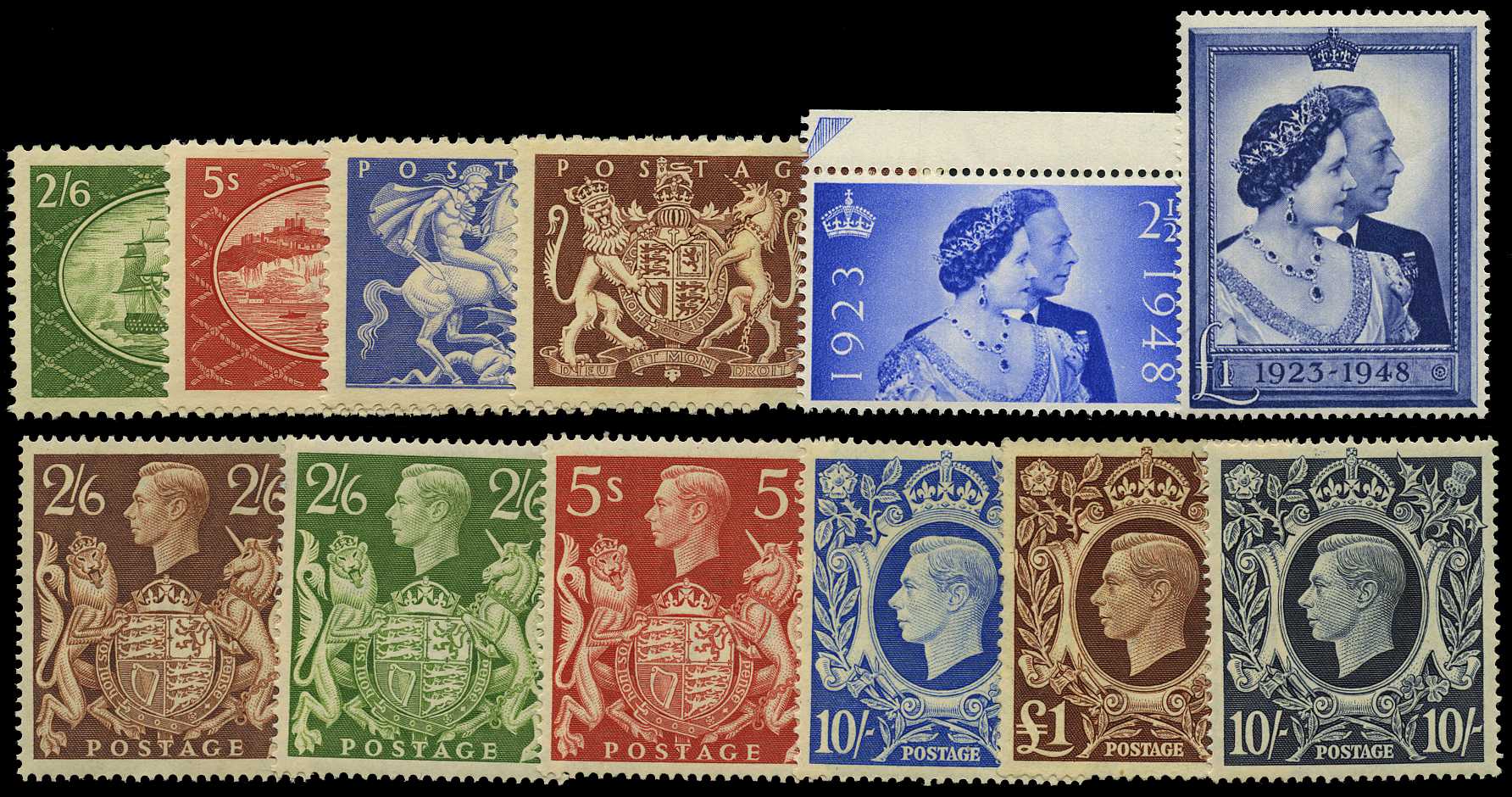 1939-48 2/6d to £1 set of six, plus 1948...