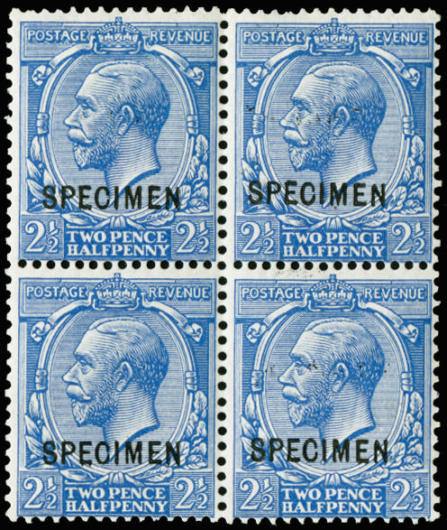 GB 1912 SG 372 2½d Specimen block