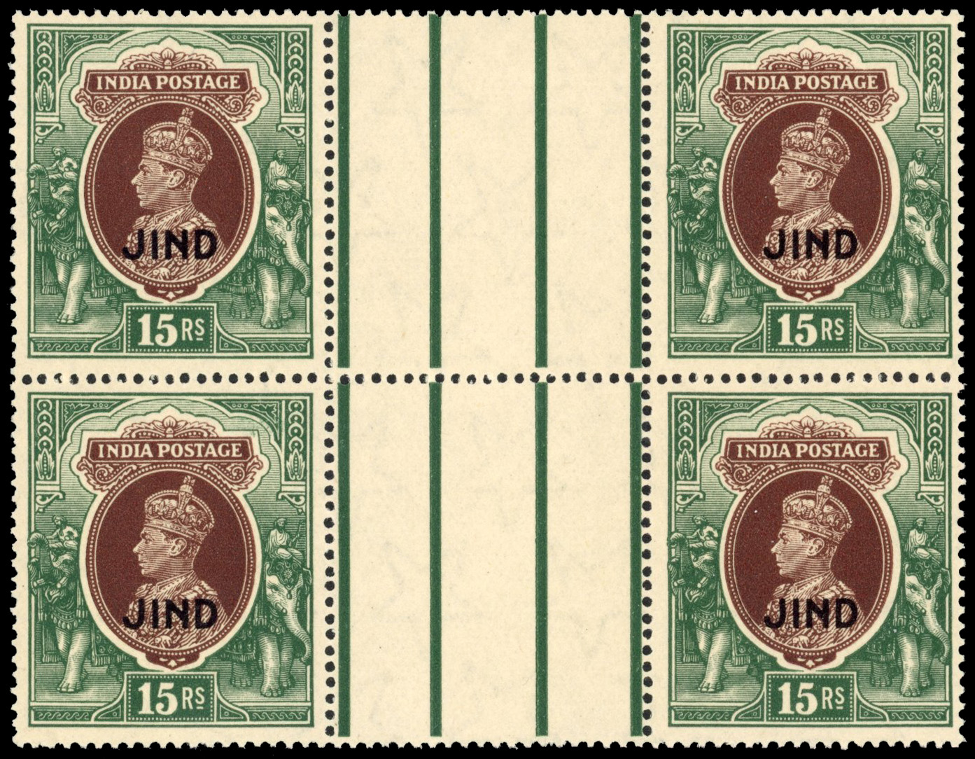 I.C.S. Jind SG 135 1941 JIND 15r block mint