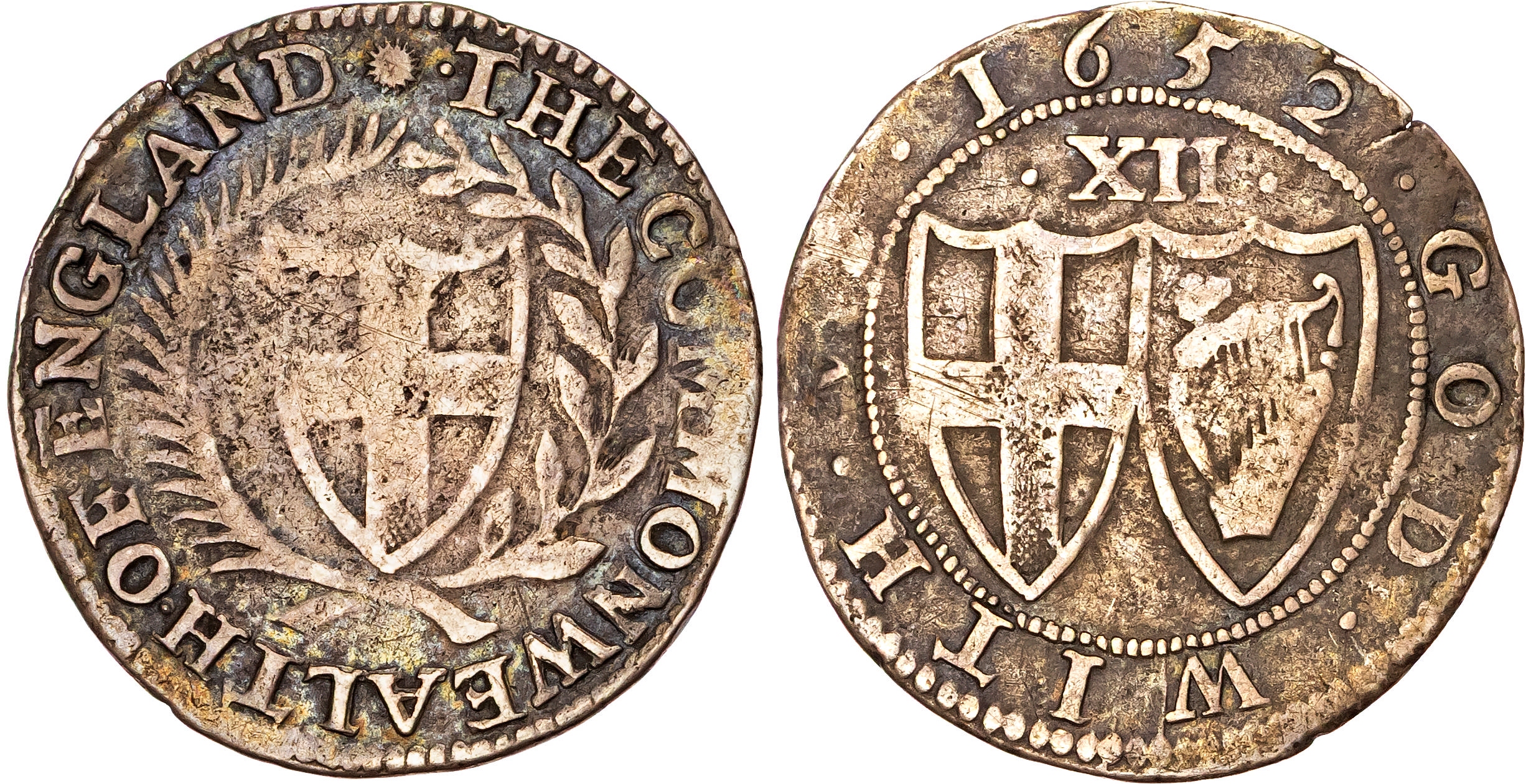 Commonwealth (1649-1660), AR Shilling, 1652, mm. sun. 