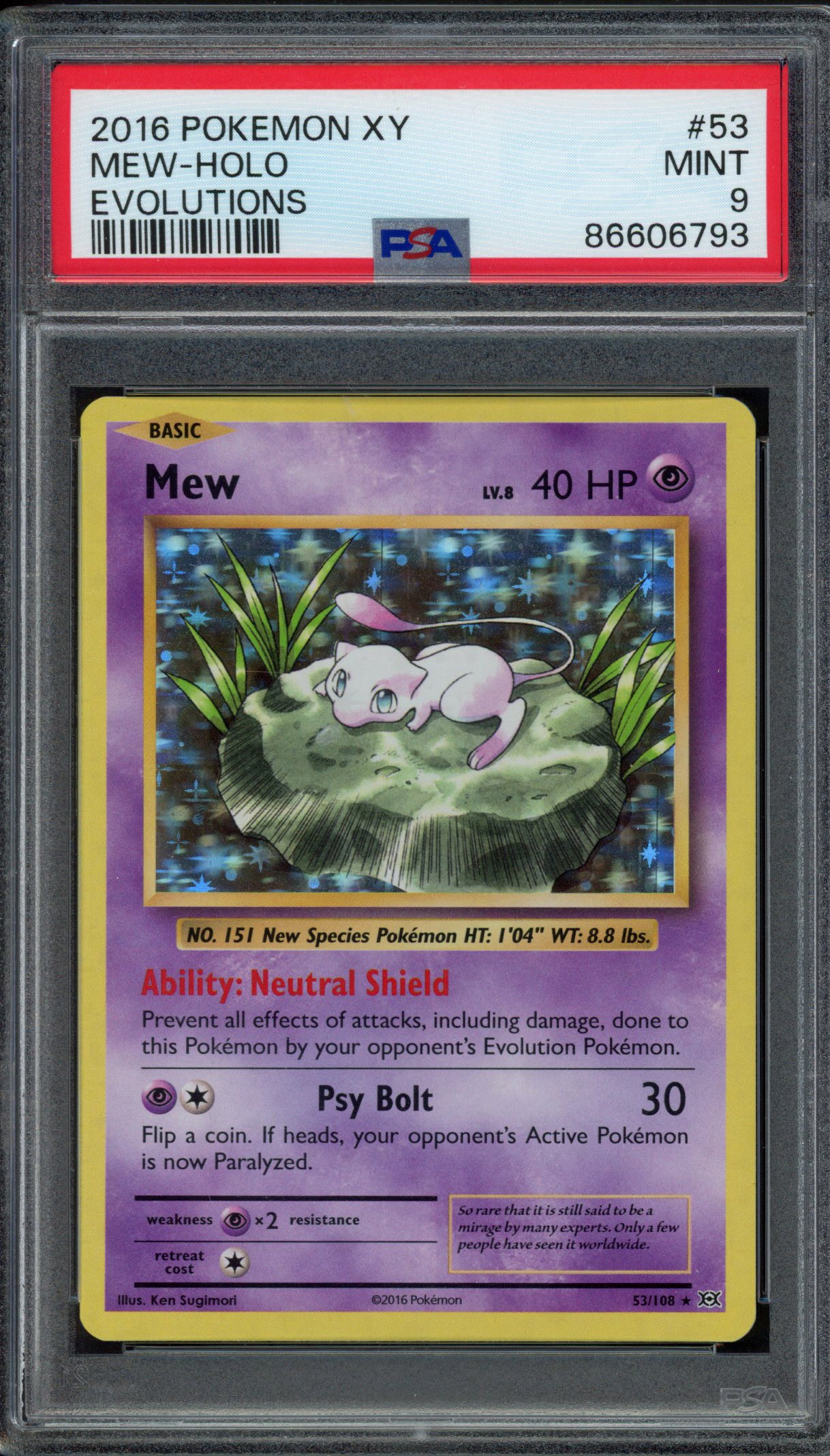 Pokémon TCG - PSA 9 Mew Holo - Evolutions 2016  