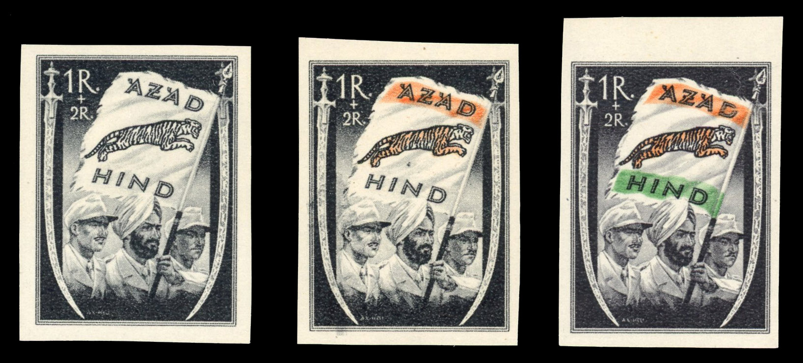India Azad Hind 1943 1r + 2r values mint