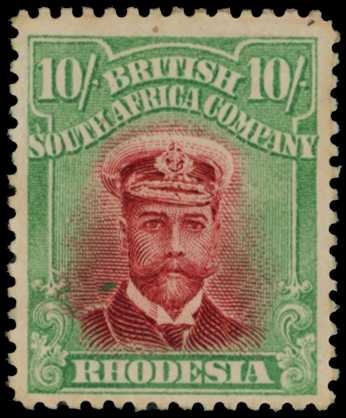 1913-7 10/- Head Die II, perf 14. Large...