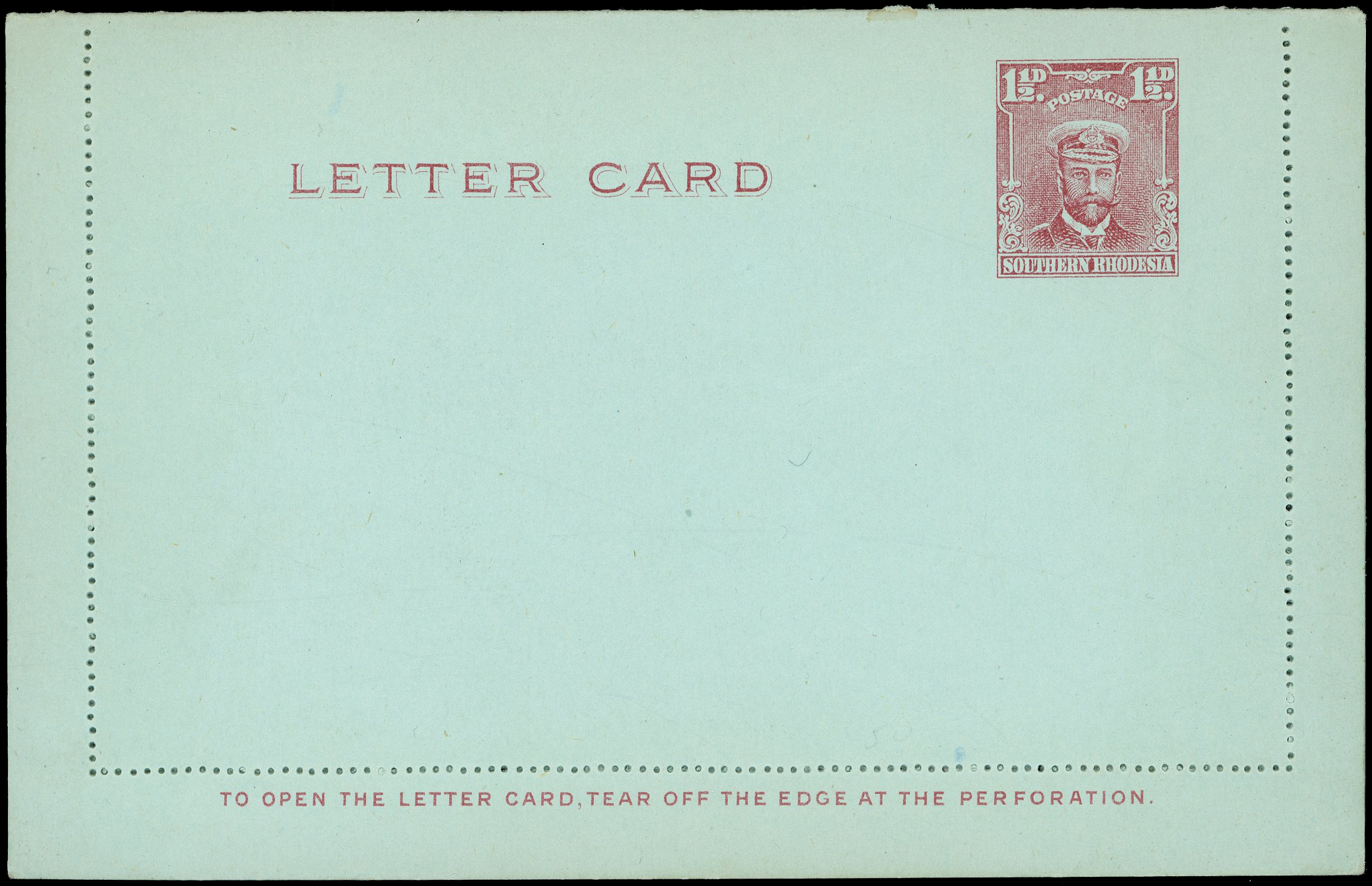 Postal Stationery. 1924 Admiral 1½d carmine letter card