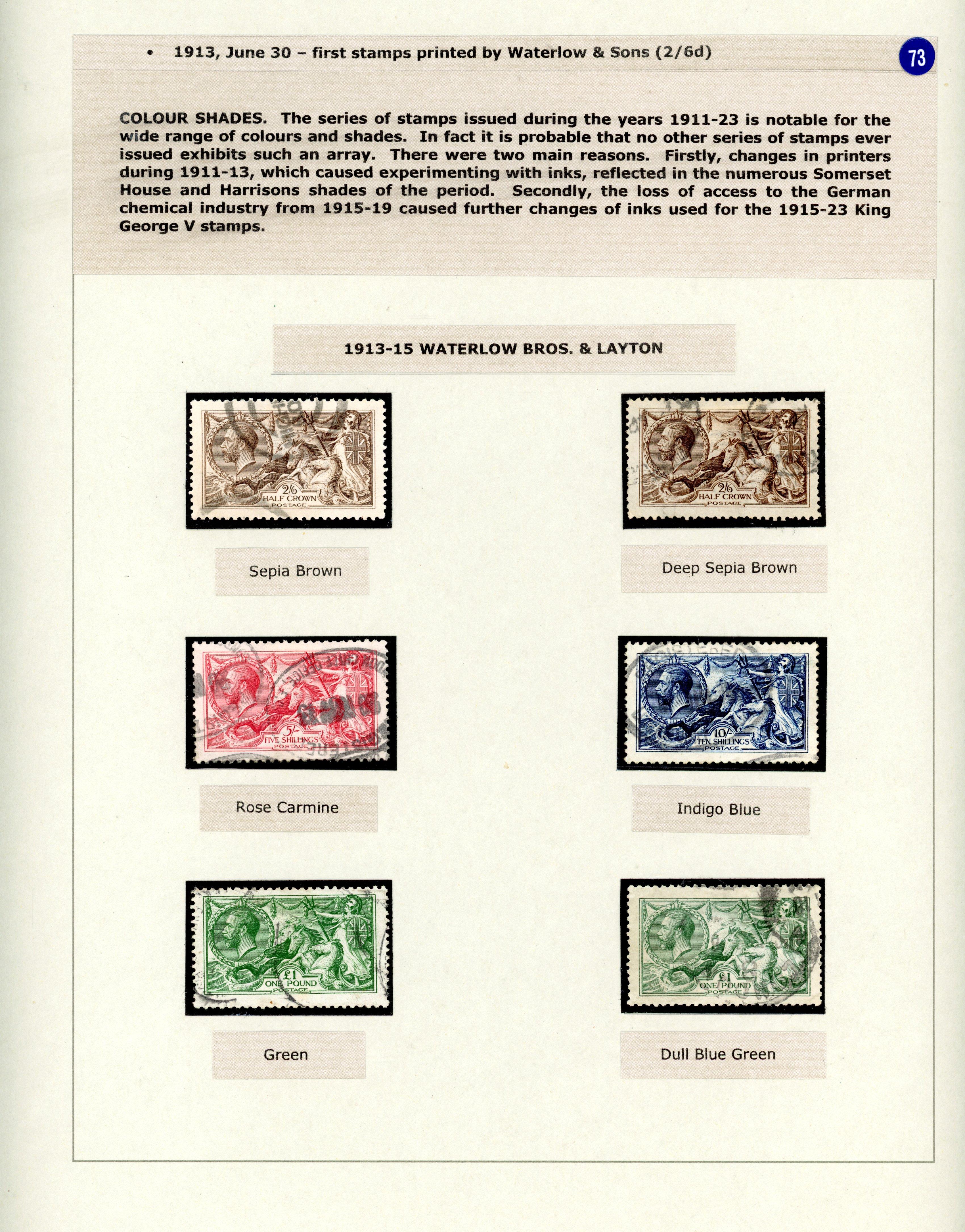 GB 1913-19 Seahorses used selection arranged on four album pages