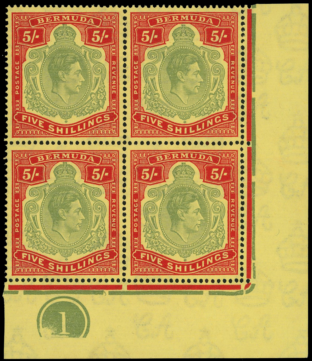 Bermuda SG 118d, de Plate block mint