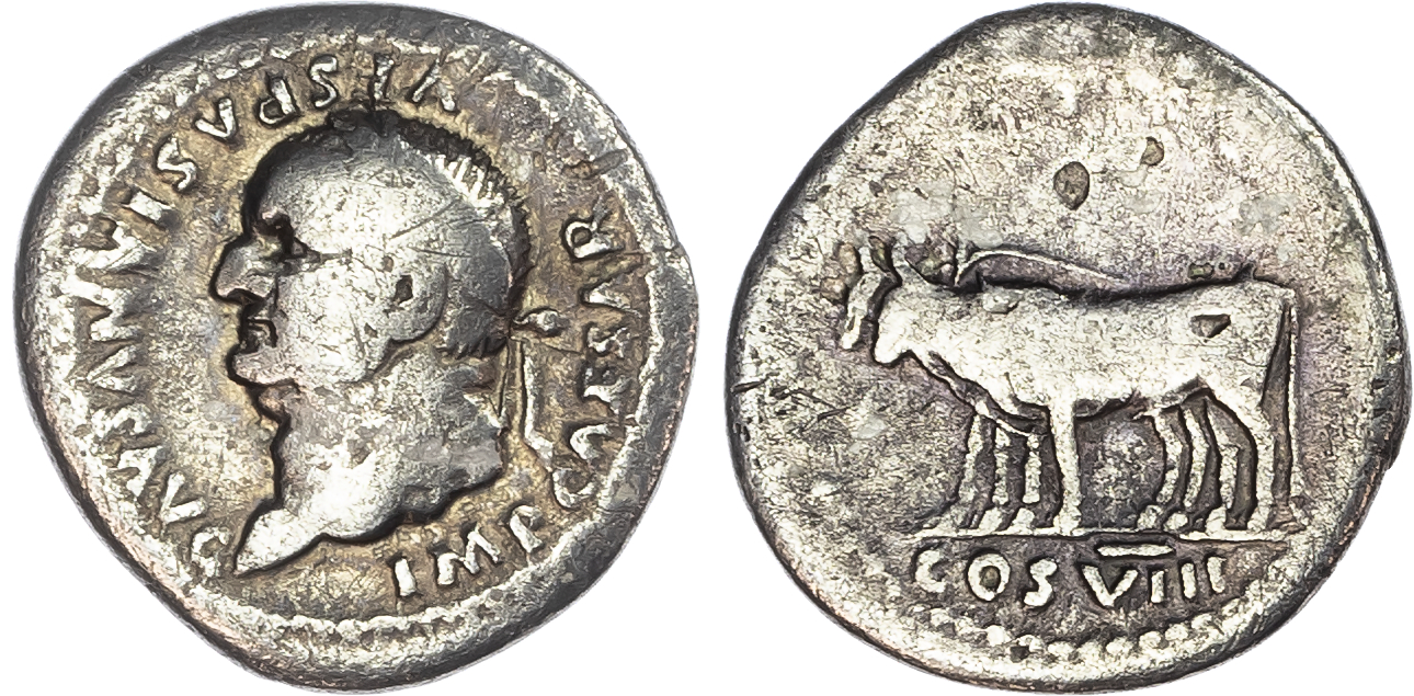 Vespasian (AD 69) AR Denarius, Rome, AD 77-78, 2.88g.