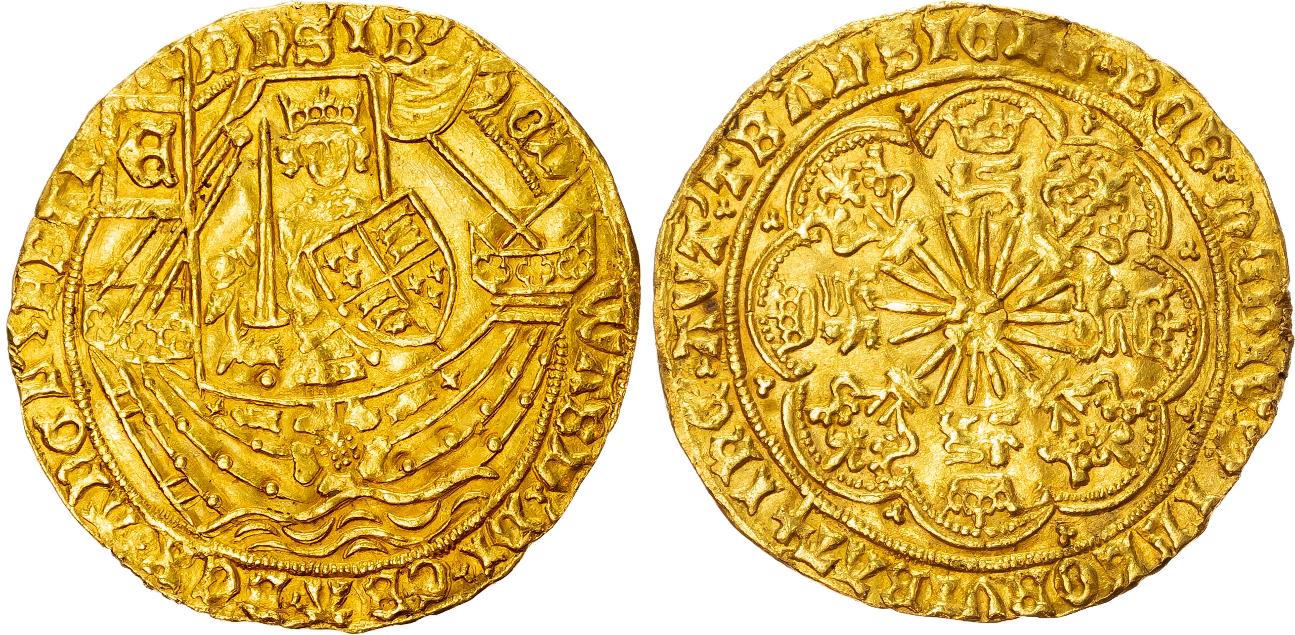 Edward IV (First Reign, 1461-1483) gold Ryal or rose-noble, light coinage.