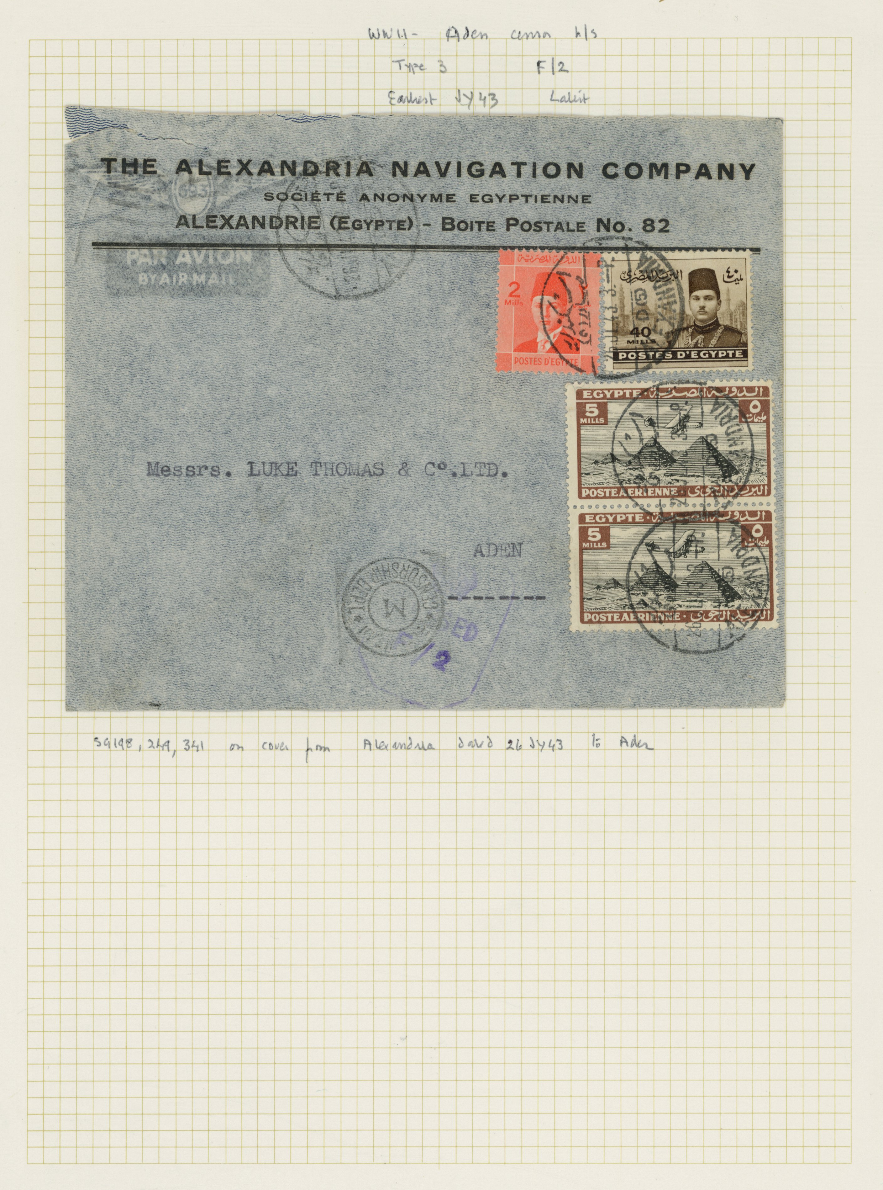 Aden WW2 Censor covers