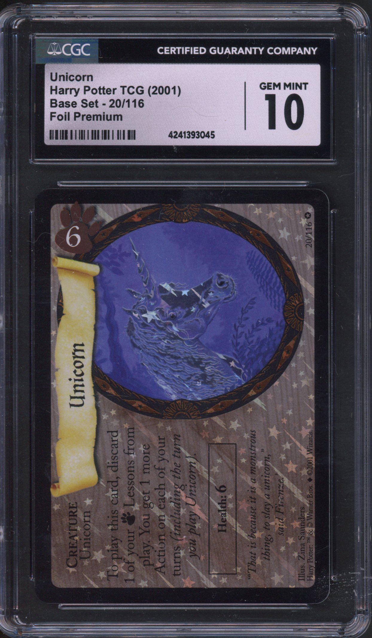 Harry Potter TCG - CGC 10 Unicorn Harry Potter Premium Foil Base Set #20/116 
