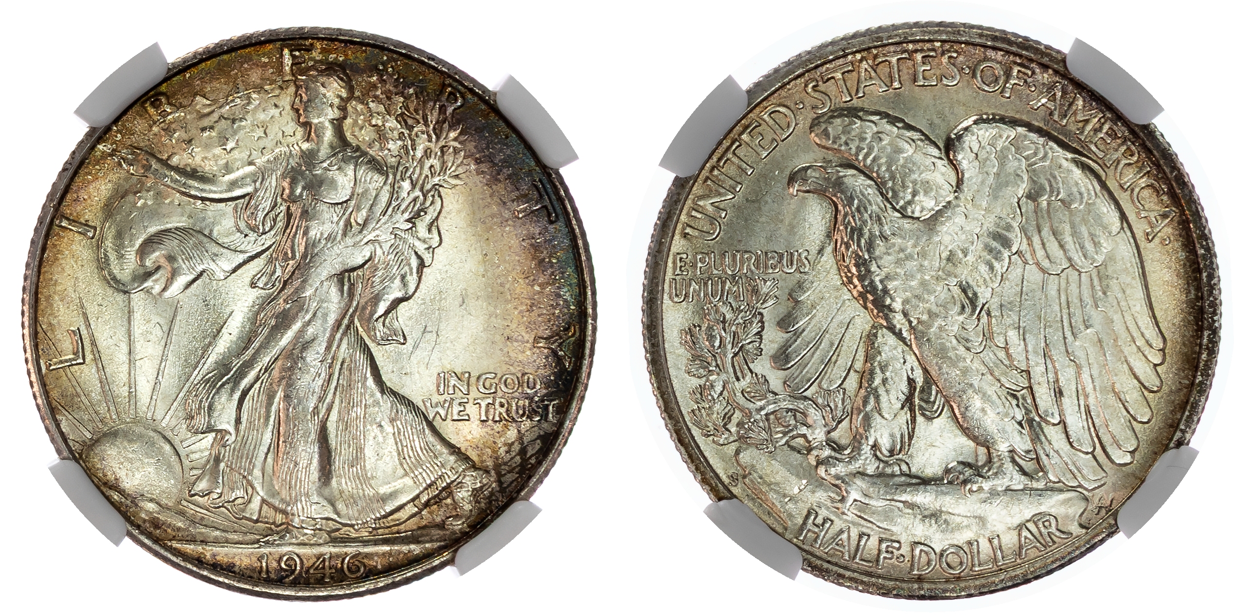 USA , Walking Liberty silver Half Dollar, 1946, San Francisco (KM 142). In NGC holder graded MS 64 (8222228-00…