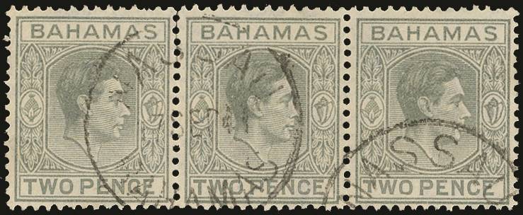 BAHAMAS SG 152a 1938-52 2d PALE SLATE VAR SHORT T USED