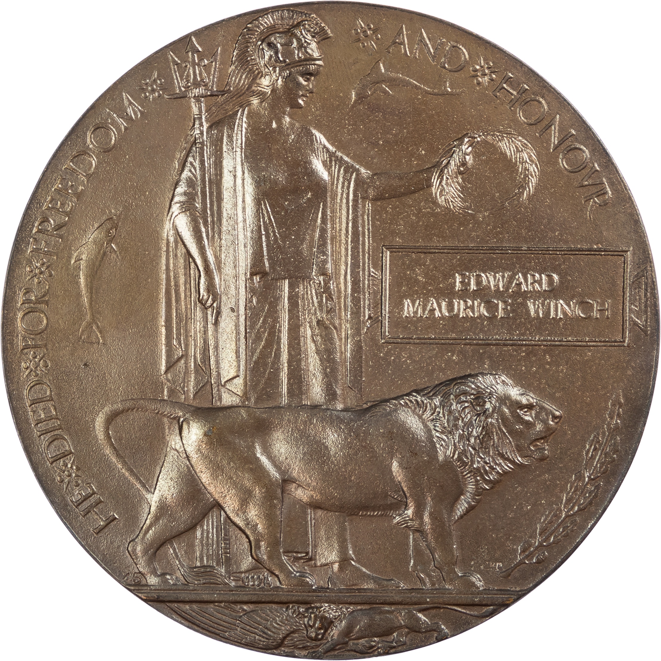 Memorial Plaque awarded to Second Lieutenant Edward Maurice Winch, 6th attached 3rd Battalion Rifle Brigade